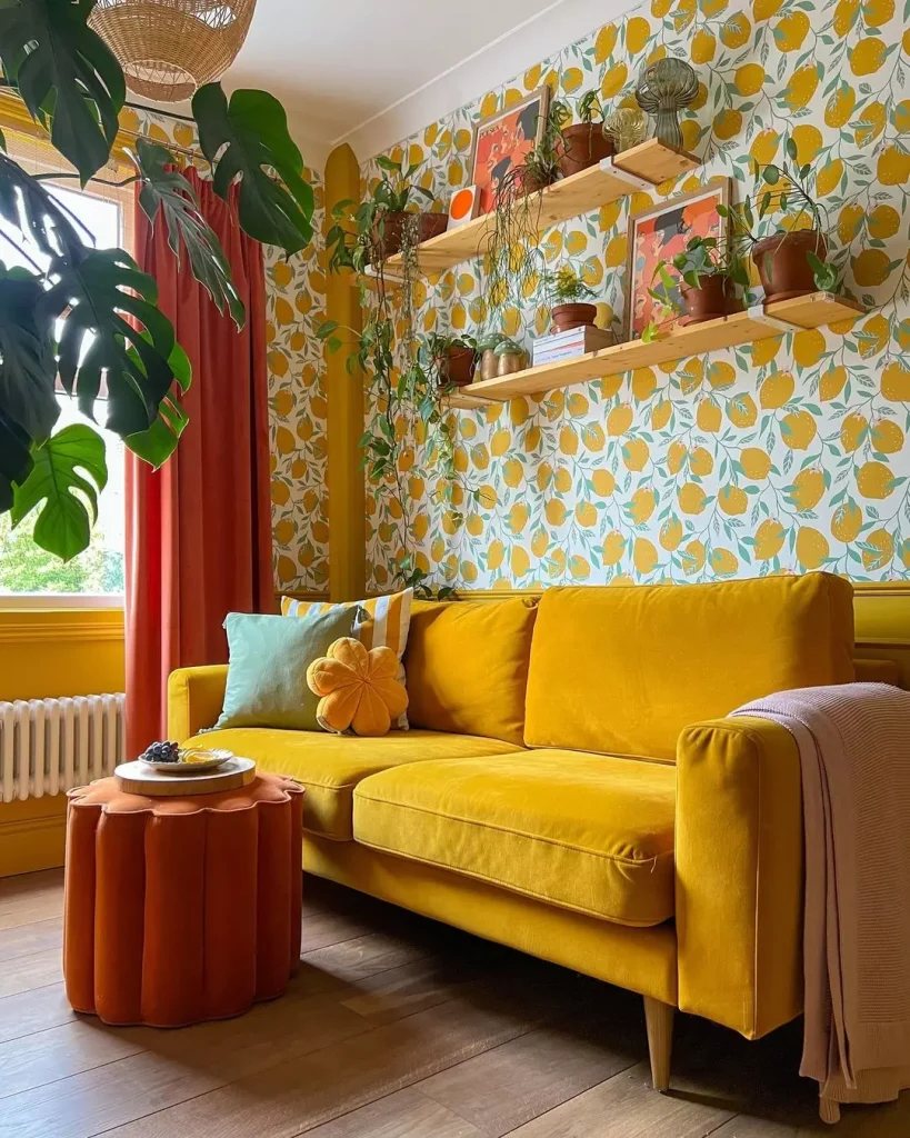 Tropical Vibes: Yellow Sofa with Greenery
