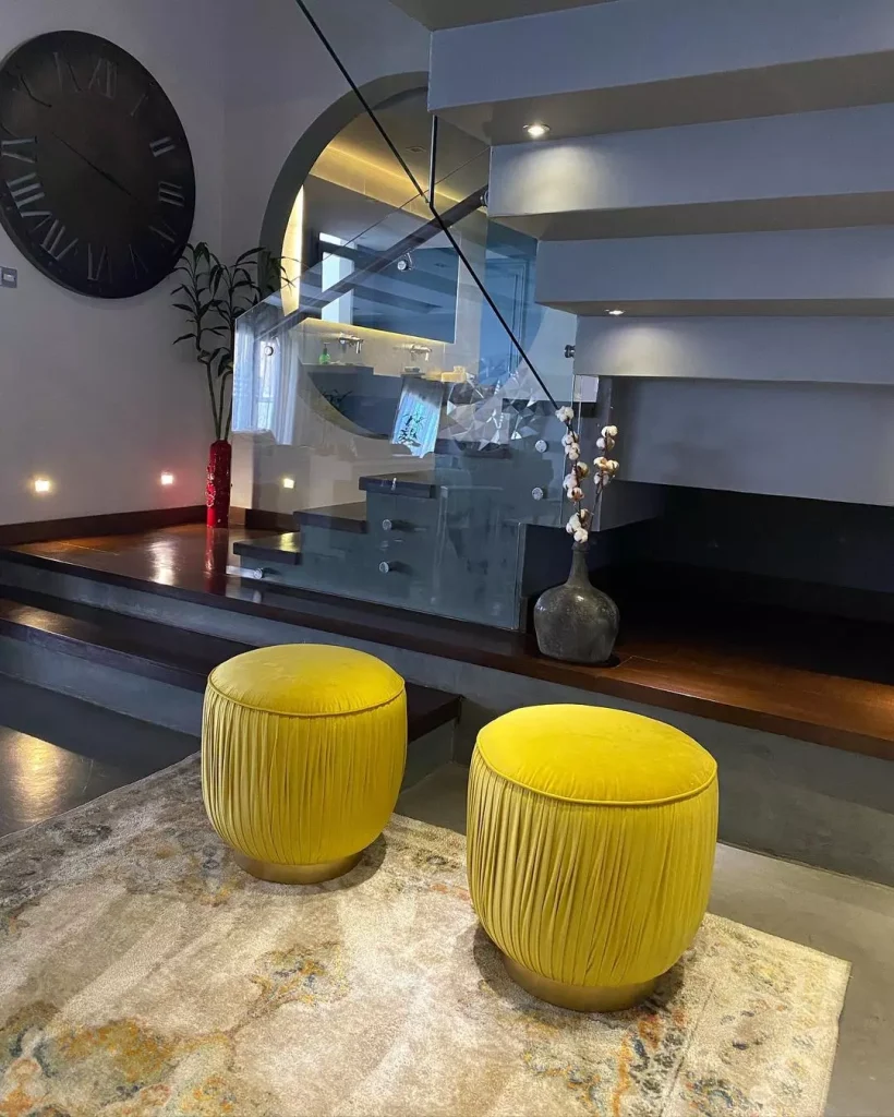 Yellow Pouffe or Ottoman for Extra Seating