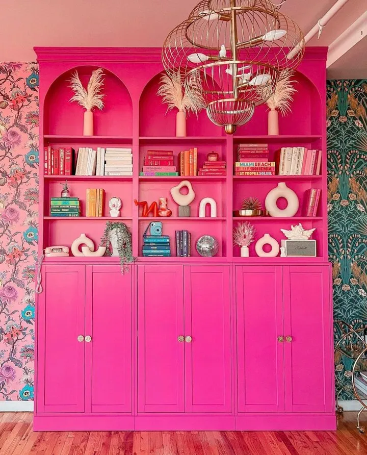 Pink Shelves and Storage
