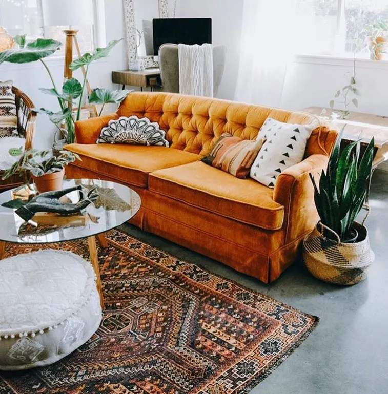 Bohemian Bliss with an Orange Couch