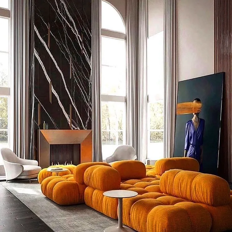 Orange Couch in a Black-and-White Theme
