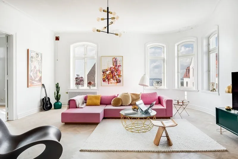 Pink Sofa with Scandinavian Simplicity