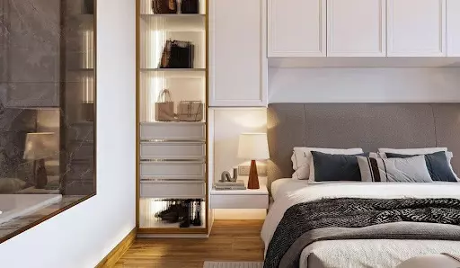 Bed Pushed Against One Side Wall